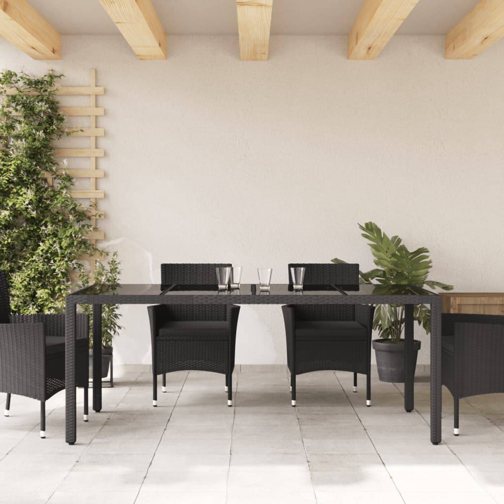 ComfortXL - Grande Table de Jardin Noire 190 cm 8 Personnes en Résine Tressée et Verre Trempé – ComfortXL Outdoor Living - Image 3