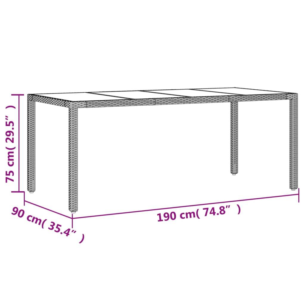 ComfortXL - Grande Table de Jardin Noire 190 cm 8 Personnes en Résine Tressée et Verre Trempé – ComfortXL Outdoor Living - Image 7