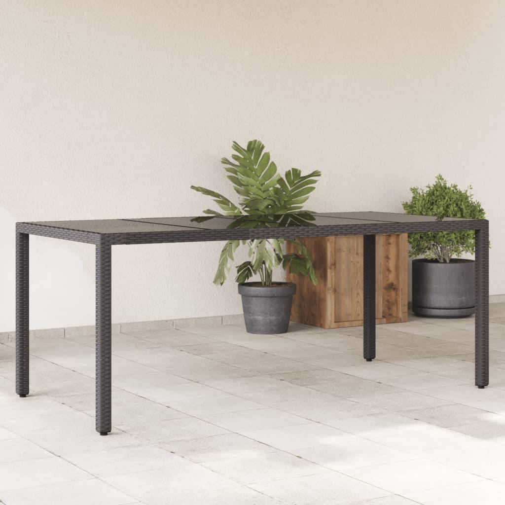 ComfortXL - Grande Table de Jardin Noire 190 cm 8 Personnes en Résine Tressée et Verre Trempé – ComfortXL Outdoor Living - Image 1
