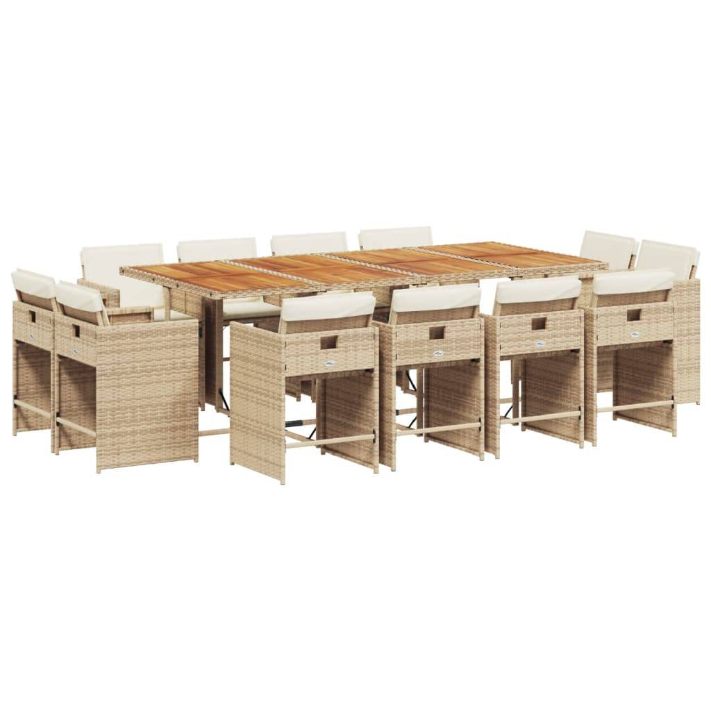 ComfortXL - Table et Chaises de Jardin 12 Places Résine Tressée Encastrable Plateau Bois Beige – ComfortXL Outdoor Living - Image 2