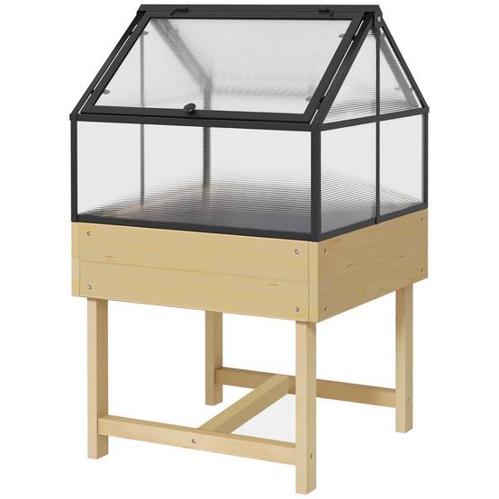 Mini serre sur pieds bois et polycarbonate balcon protection hivernale naturel - ComfortXL Outdoor Living - Image 2