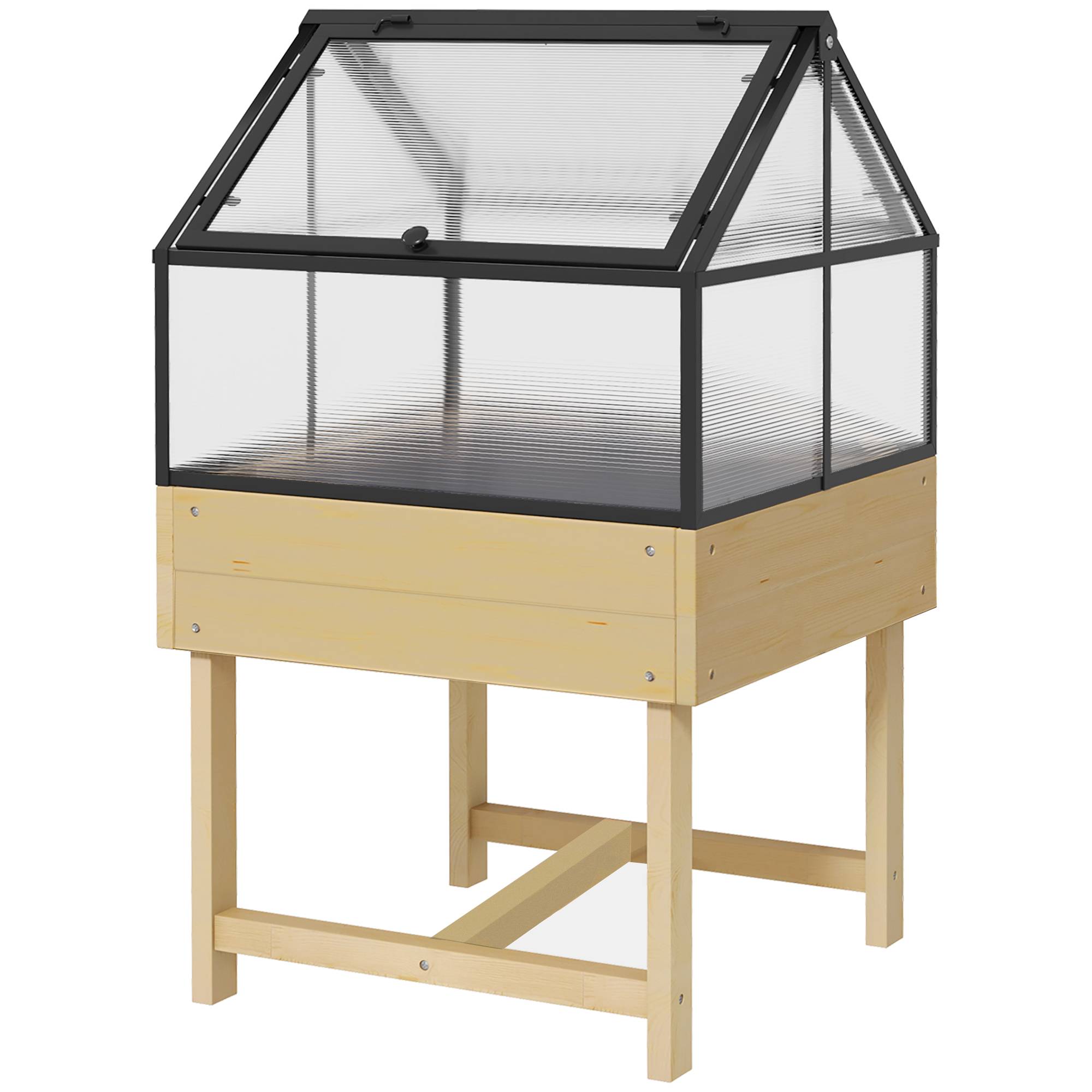 Mini serre sur pieds bois et polycarbonate balcon protection hivernale naturel - ComfortXL Outdoor Living - Image 2