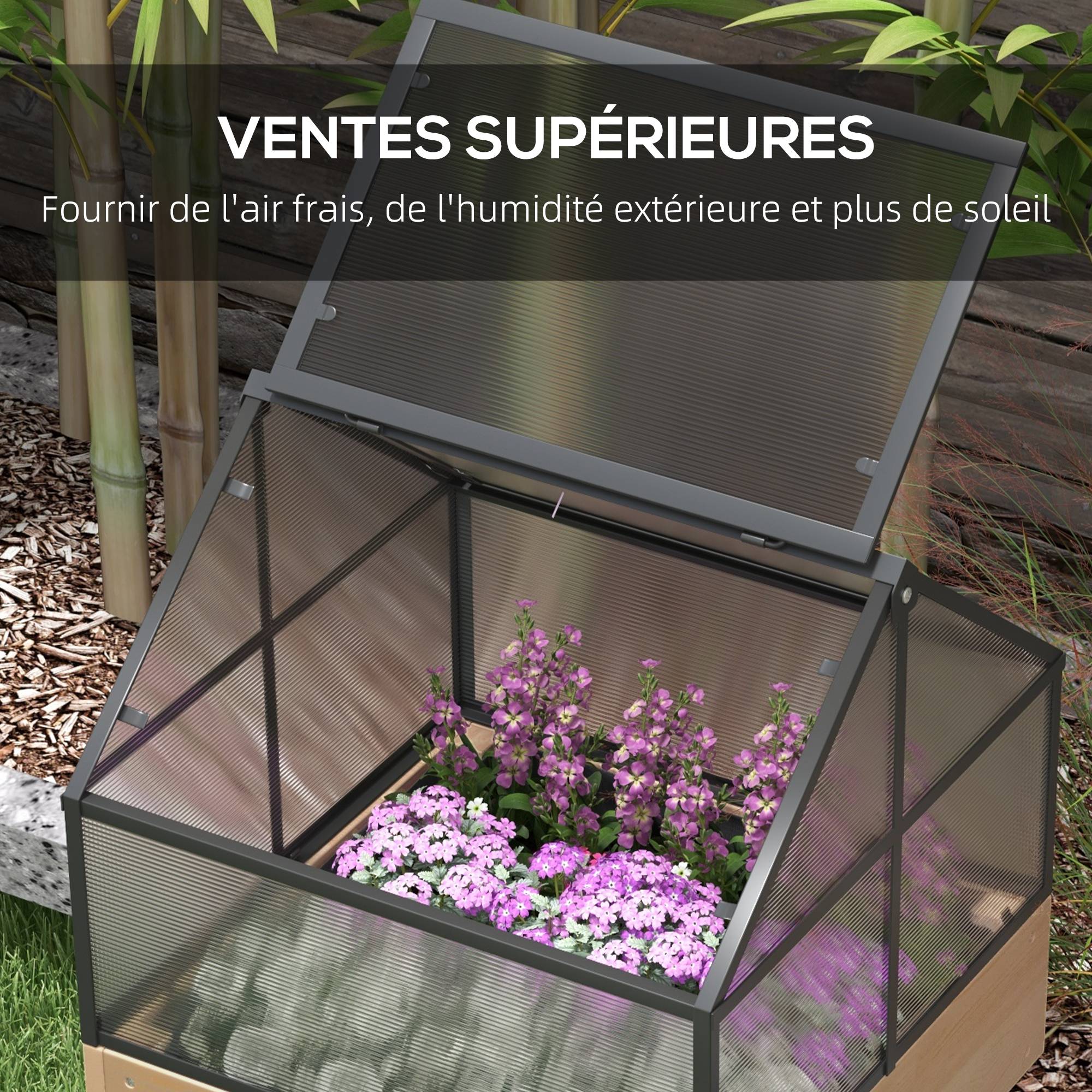 Mini serre sur pieds bois et polycarbonate balcon protection hivernale naturel - ComfortXL Outdoor Living - Image 7