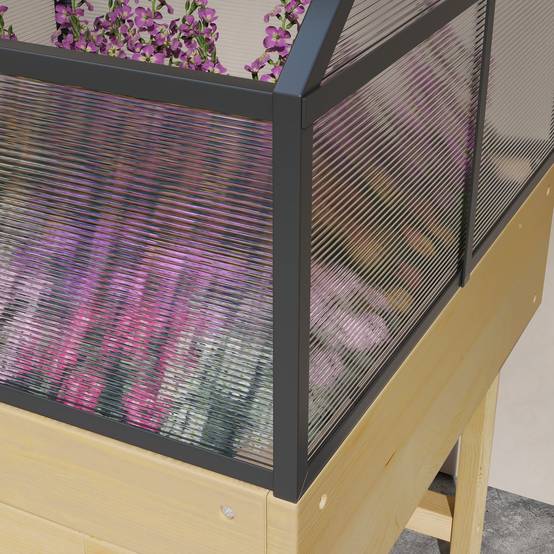 Mini serre sur pieds bois et polycarbonate balcon protection hivernale naturel - ComfortXL Outdoor Living - Image 10
