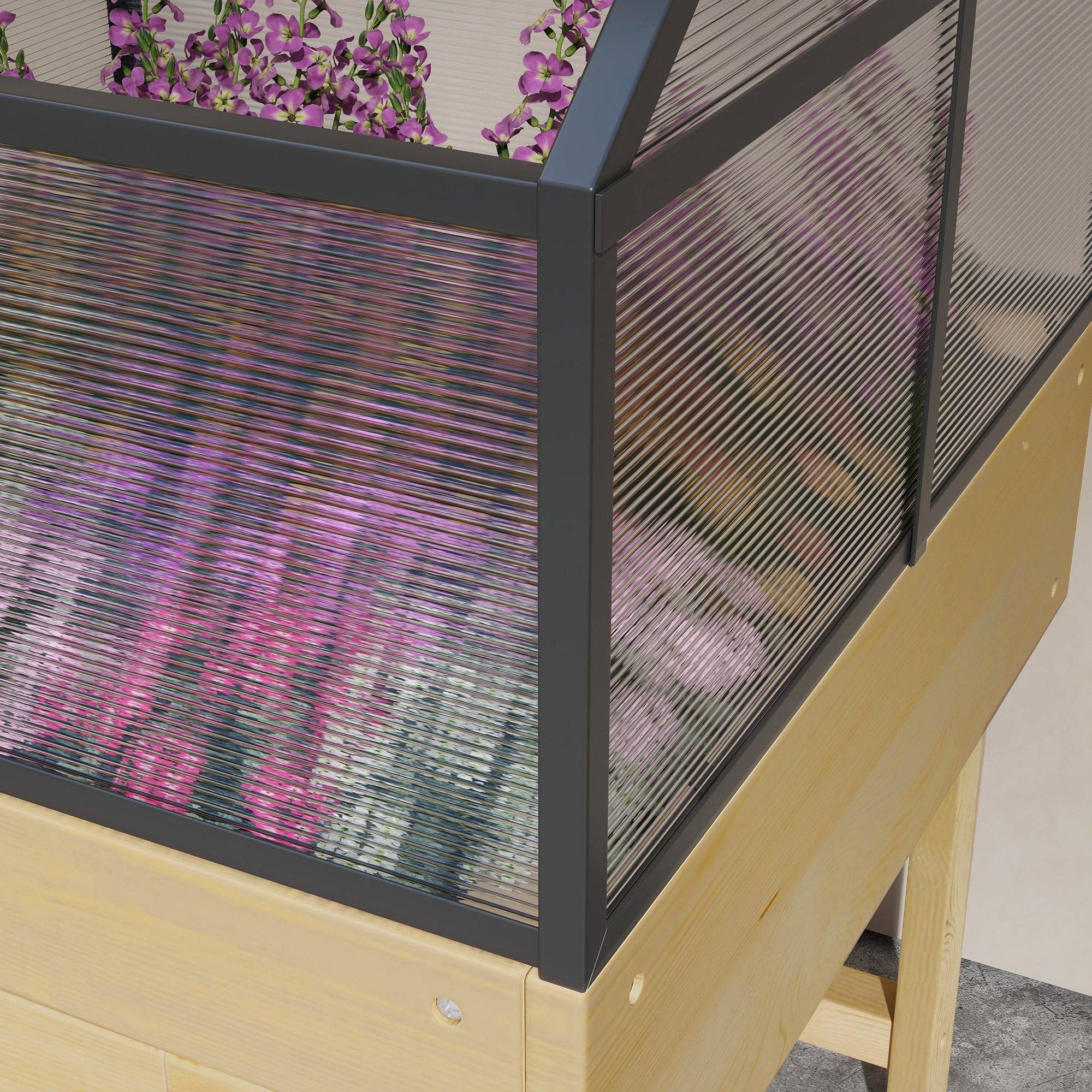 Mini serre sur pieds bois et polycarbonate balcon protection hivernale naturel - ComfortXL Outdoor Living - Image 10
