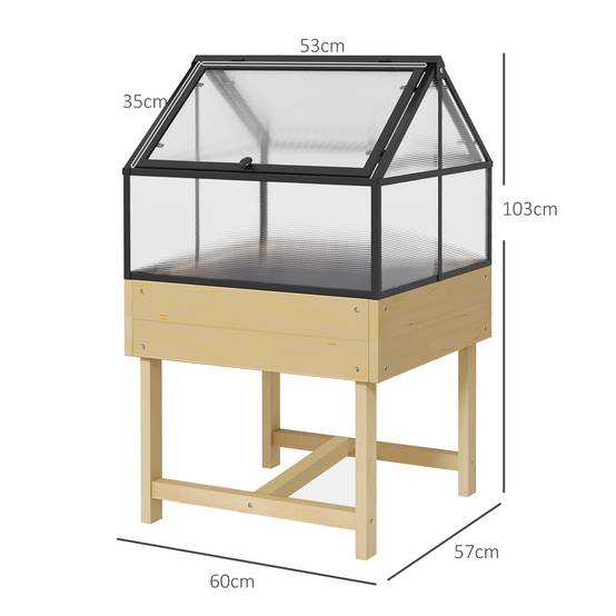 Mini serre sur pieds bois et polycarbonate balcon protection hivernale naturel - ComfortXL Outdoor Living - Image 5