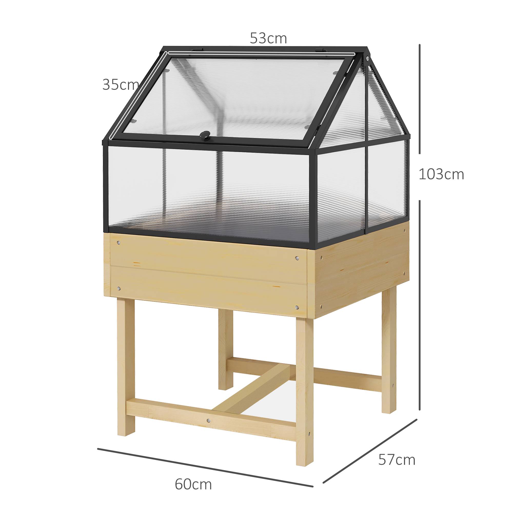 Mini serre sur pieds bois et polycarbonate balcon protection hivernale naturel - ComfortXL Outdoor Living - Image 5