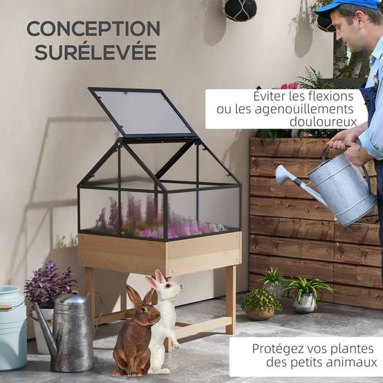 Mini serre sur pieds bois et polycarbonate balcon protection hivernale naturel - ComfortXL Outdoor Living - Image 8
