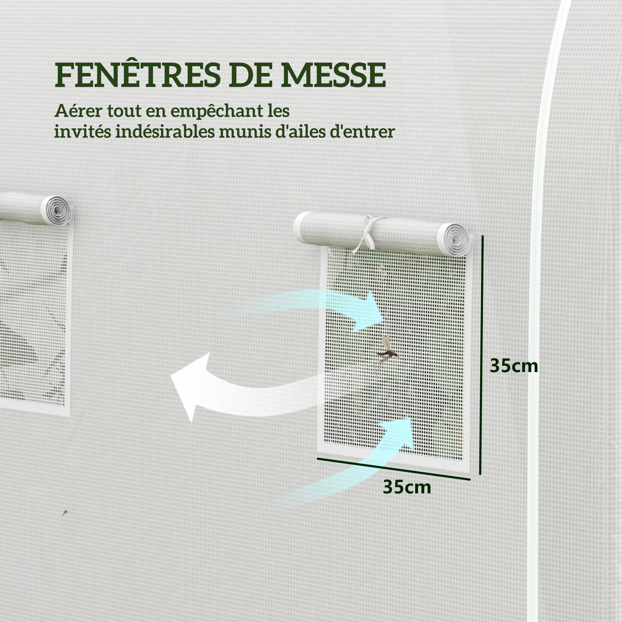 Sans Marque - Serre jardin 3x2 m 1 porte 2 panneaux latéraux zippés 6 fenêtres serre potager extérieur blanche - Image 8