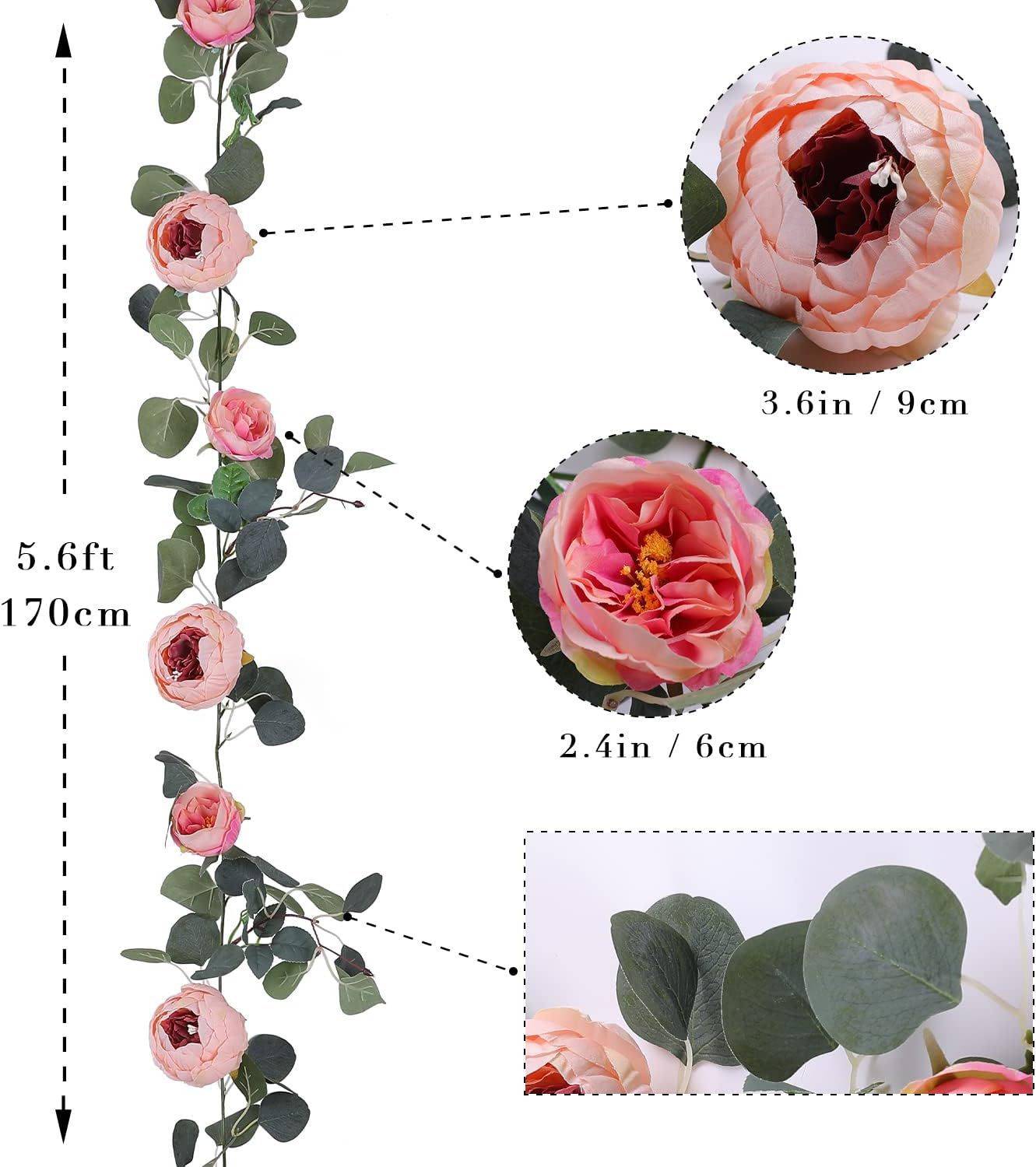 Décoration Murale Pivoines et Eucalyptus Artificiels Rose - Lot de 2 - Pour Mariage et Événements - Lytech - Image 2