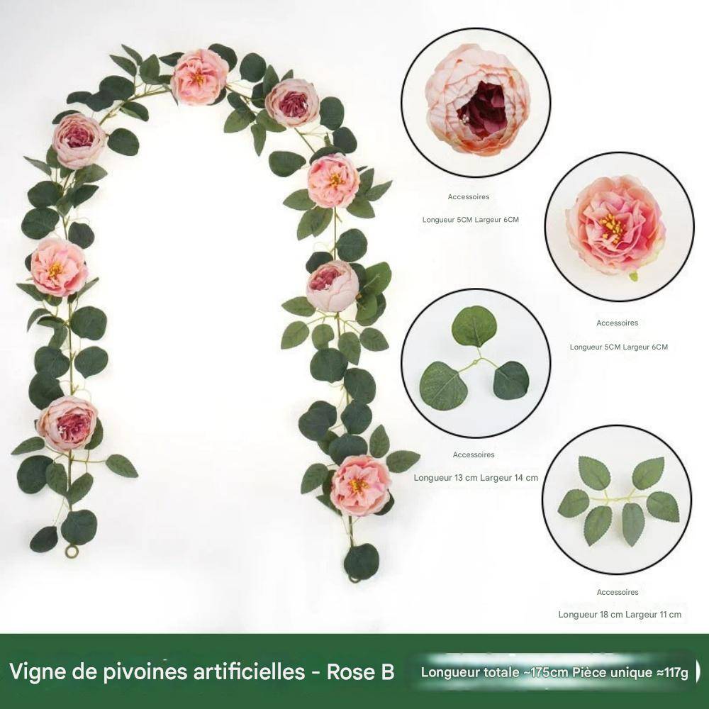 Décoration Murale Pivoines et Eucalyptus Artificiels Rose - Lot de 2 - Pour Mariage et Événements - Lytech - Image 1