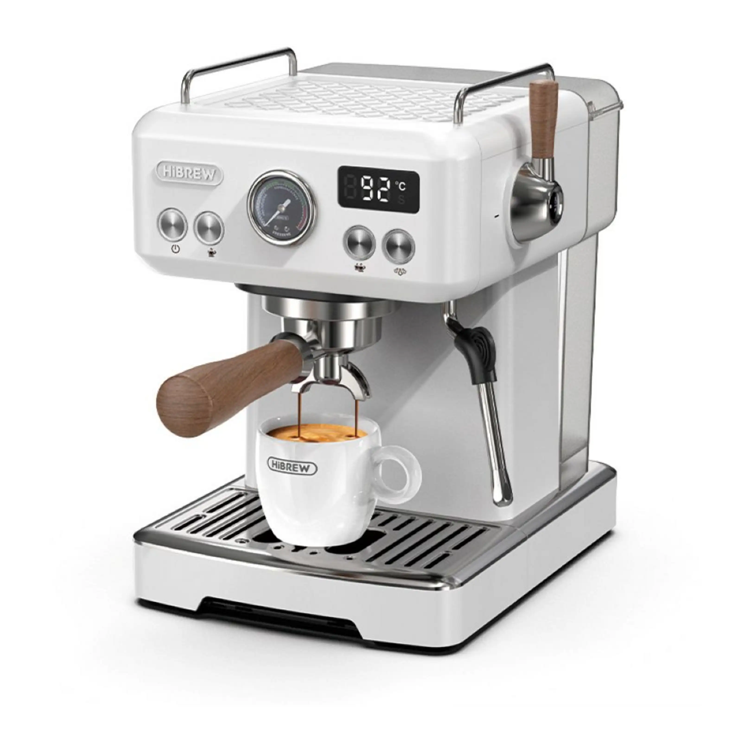 Machine à expresso semi-automatique HiBREW H10 Plus-Pompe 20 bars,réservoir d'eau de 1,8 L,chauffe rapide et contrôle de la température-Blanc