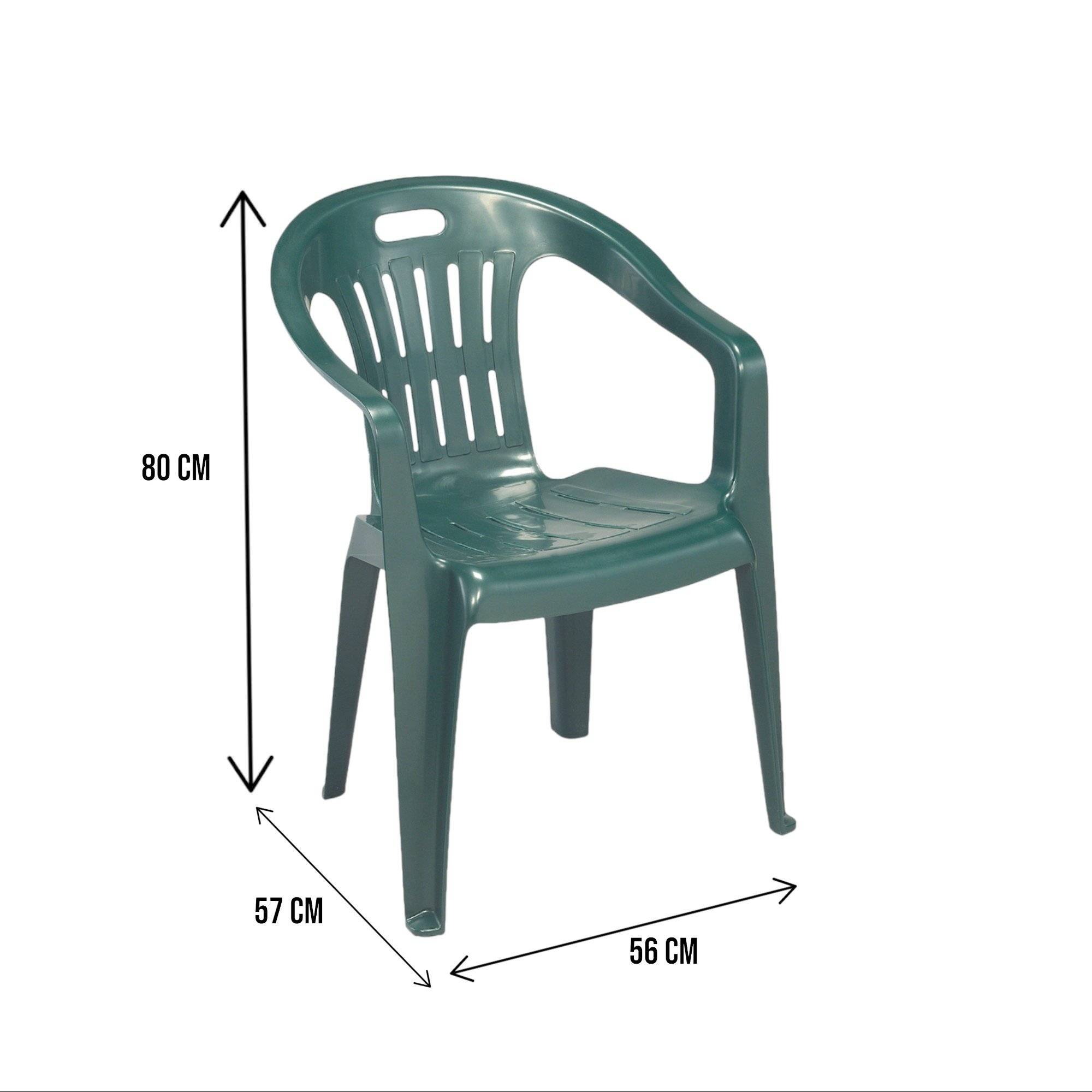 Dmora - Ensemble de 4 chaises d'extérieur Dmotti, Sièges de jardin, Chaise pour table à manger, Fauteuil d'extérieur, 56x57h80 cm, Vert - Dmora - Image 3