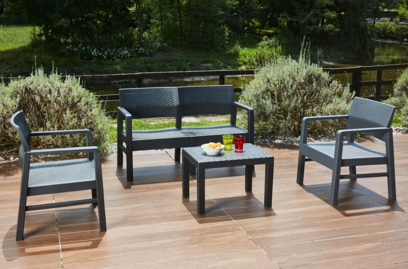 Importdistrib - Table basse jardin effet rotin 59x46x40cm anthracite IMPORTDISTRIB - Image 5