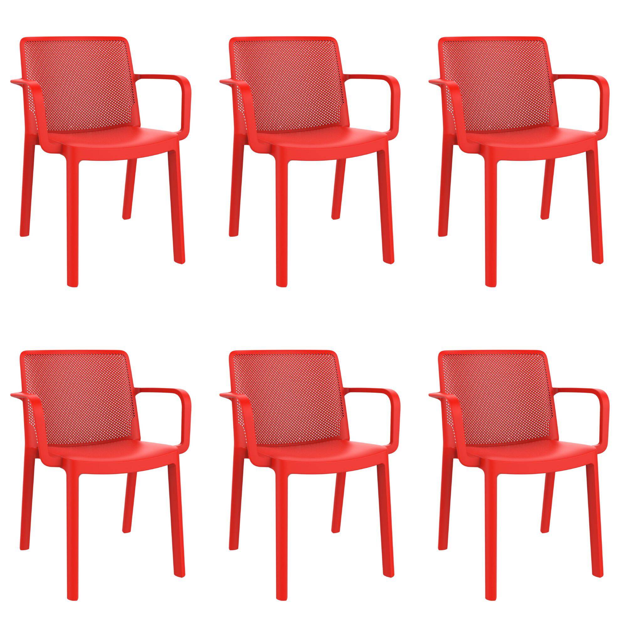 Set 6 fauteuils intérieur, extérieur rouge FRESH garbar - Image 1