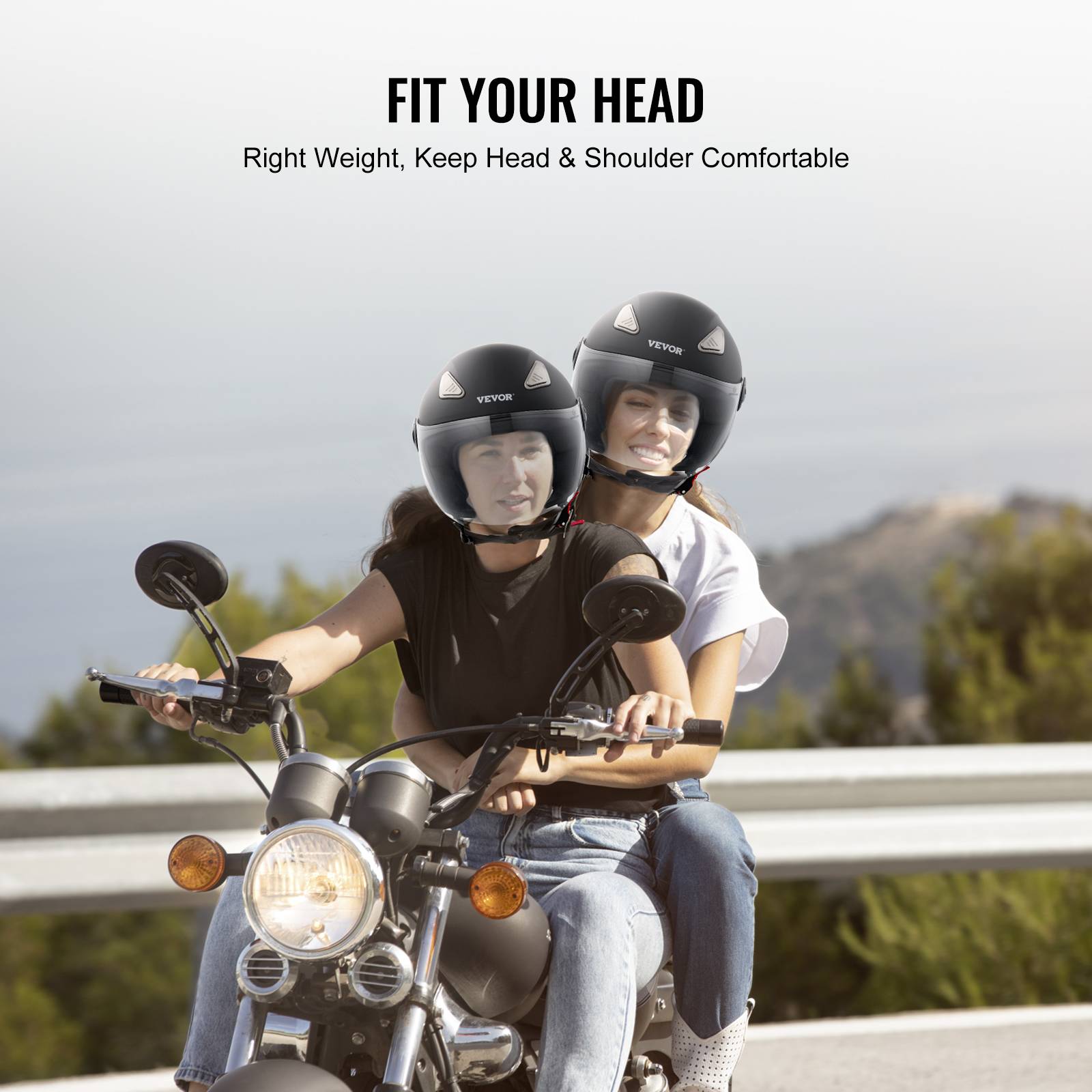 VEVOR Casque moto 3/4 face, ABS, Bluetooth, lentille interchangeable. DOT, pour jeunes, adultes, M. - Image 7