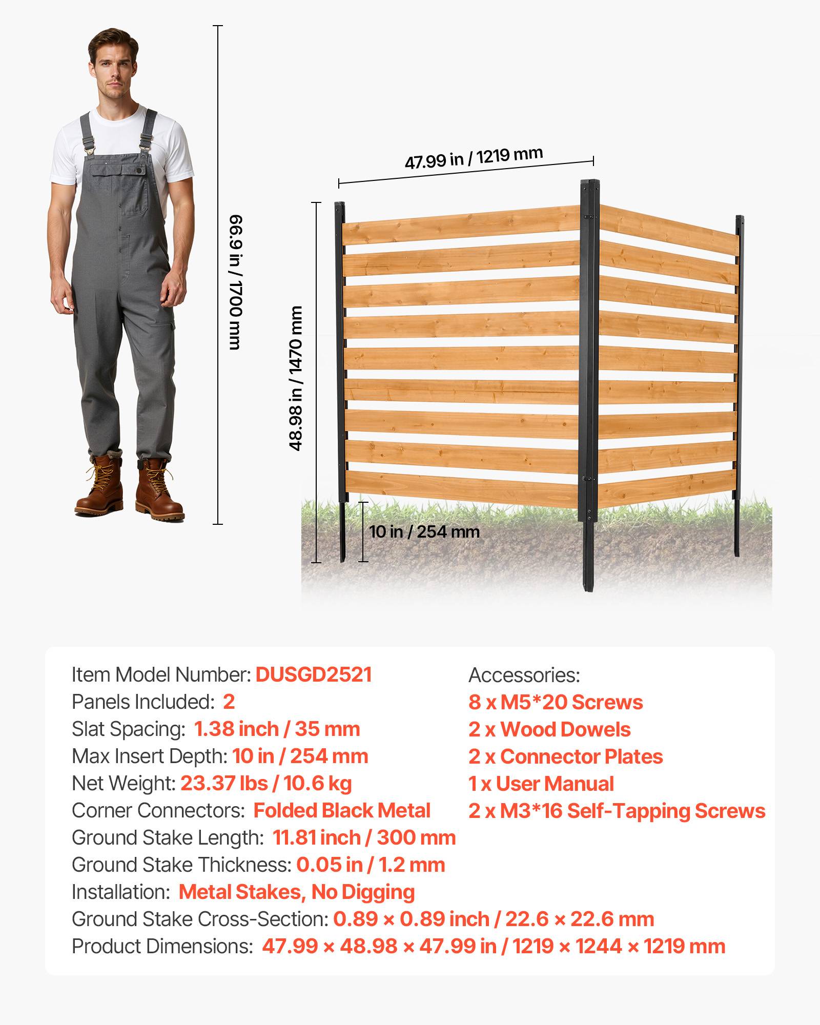 Vevor - VEVOR Panneau Clôture Bois Cache Climatiseur Extérieur 2 Panneaux 121,9x124,4 cm - Image 7