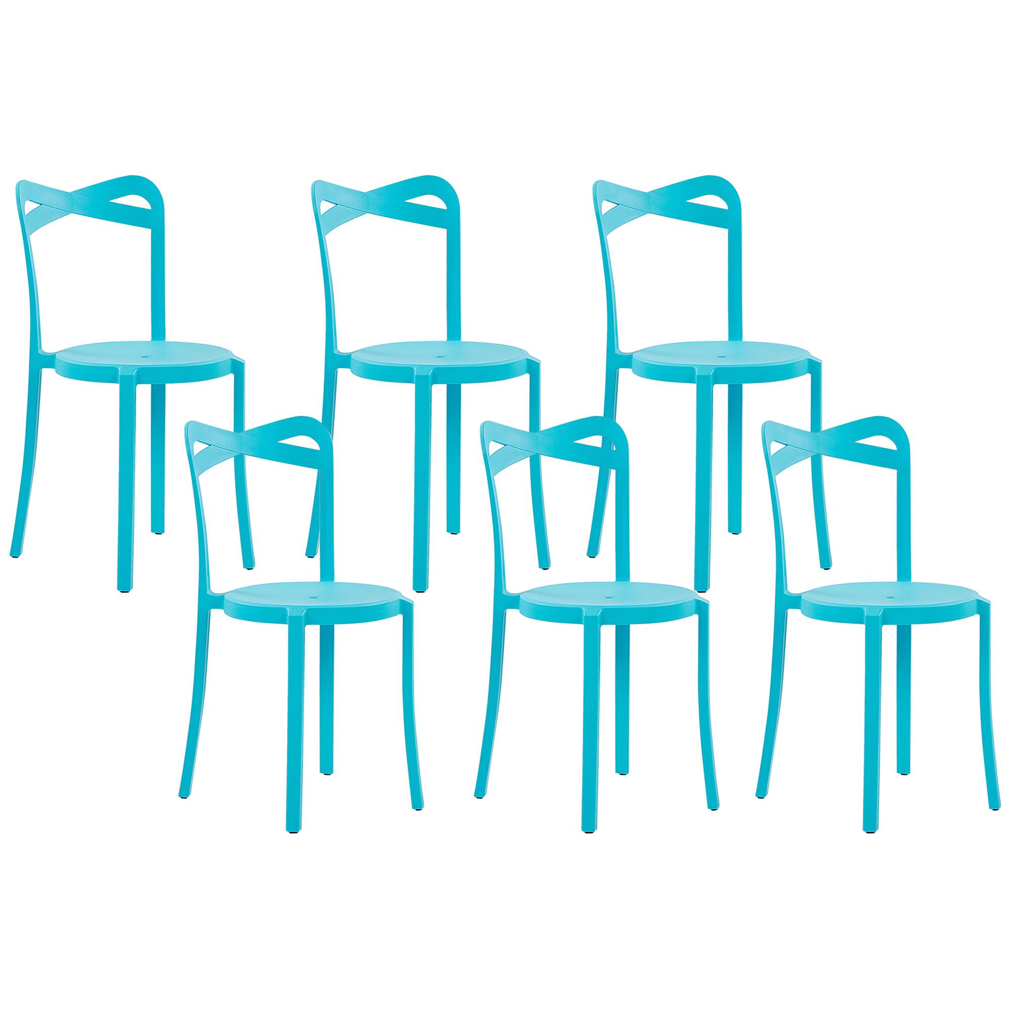 Beliani - Lot de 6 Chaises de Salle à Manger Design en Plastique Bleu Turquoise Empilables pour Intérieur et Extérieur au Style Moderne et Scandianave Beliani - Image 1