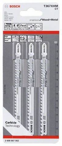 Bosch - Carte de 3 Lame de scie sauteuse BOSCH T 367 XHM - Bois et métal - 2608667562