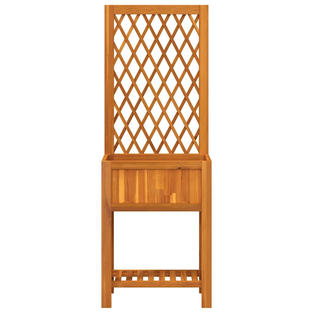 Jardinière avec treillis et étagère bois d'acacia naturel 55 x 29.5 x 152 cm - PANGIVO - Image 4