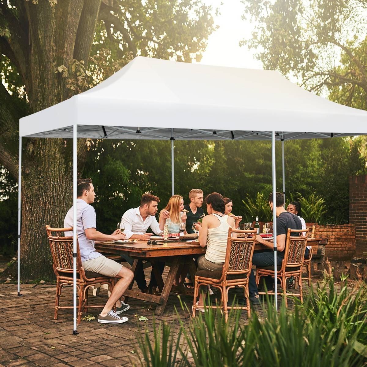 Tonnelle de Jardin Barnum Instantanée 3x6x3m Portable Imperméable SFP +50 avec Roues et Sac 3 Hauteurs Réglable 20 Personnes - Image 2
