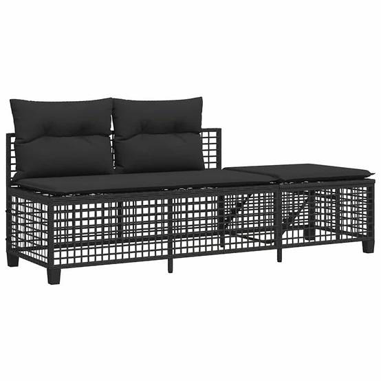 Salon de jardin d'angle 3 pcs | Mobilier d'extérieur avec coussins noir résine tressée Maison Chic - Image 6
