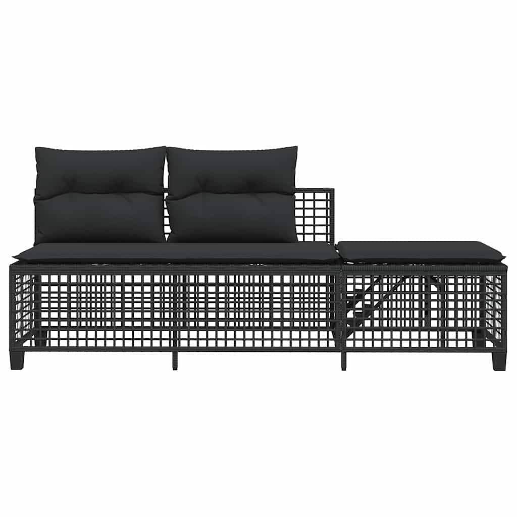 Salon de jardin d'angle 3 pcs | Mobilier d'extérieur avec coussins noir résine tressée Maison Chic - Image 7
