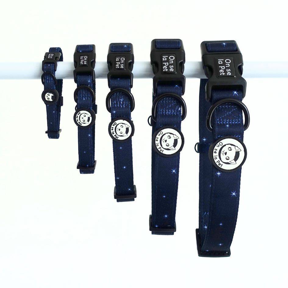 Collier réglable, rembourré et résistant - Bleu Nuit – On se la Pet - Image 4