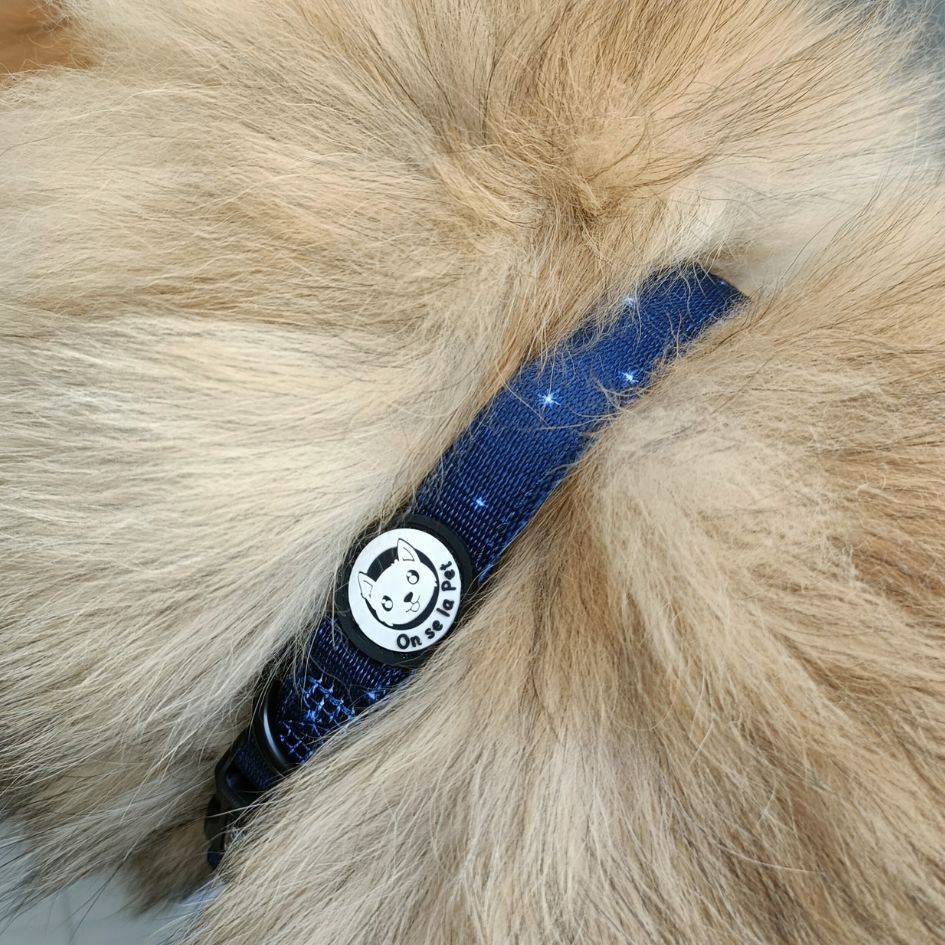 Collier réglable, rembourré et résistant - Bleu Nuit – On se la Pet - Image 3
