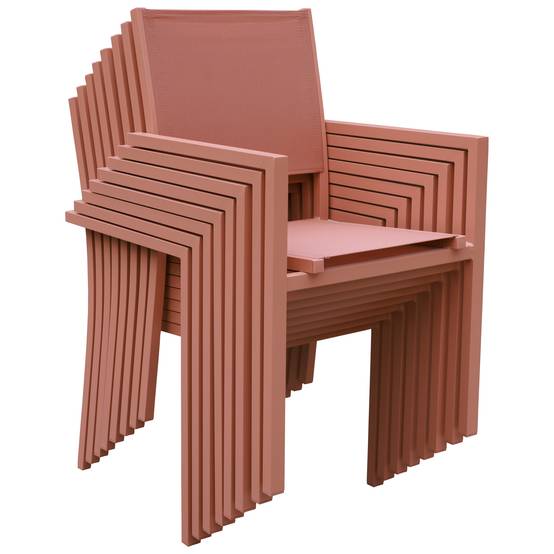 Salon de jardin VENEZIA extensible 90/180 en textilène terracotta 8 places - aluminium terracotta - HAPPY GARDEN - Image 7