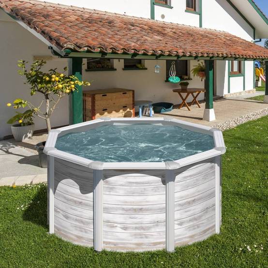 Gre Pools - Piscine ronde acier Ø2,60m x H: 1,22m - Imitation bois Nordique Gre Pools - Image 2