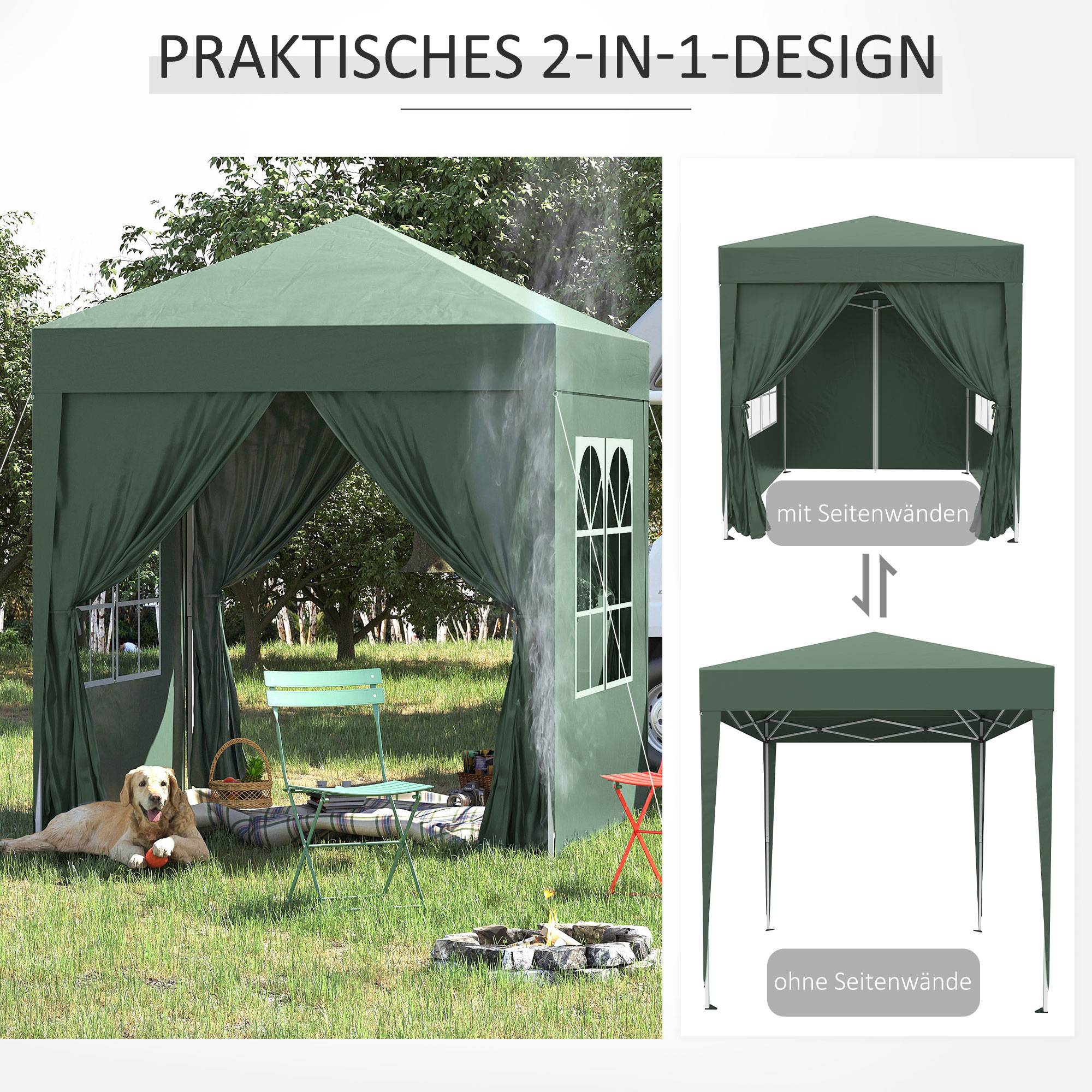 Tonnelle pliante de jardin en acier protection UV imperméable 2x2m vert foncé - ComfortXL Outdoor Living - Image 6