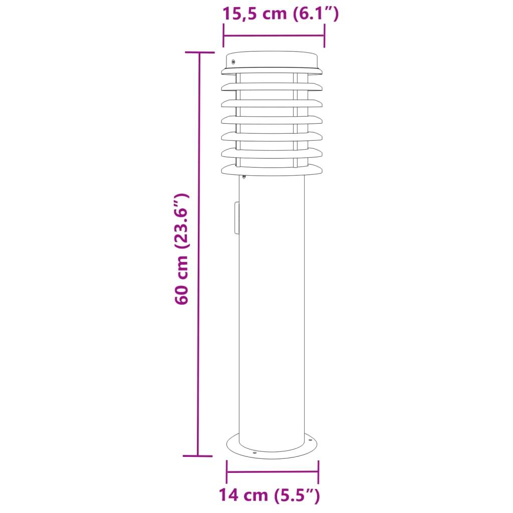 3 pcs Lampadaires de jardin - Lampadaires d'extérieur et sortie argenté acier inoxydable-JU1069 - Image 7