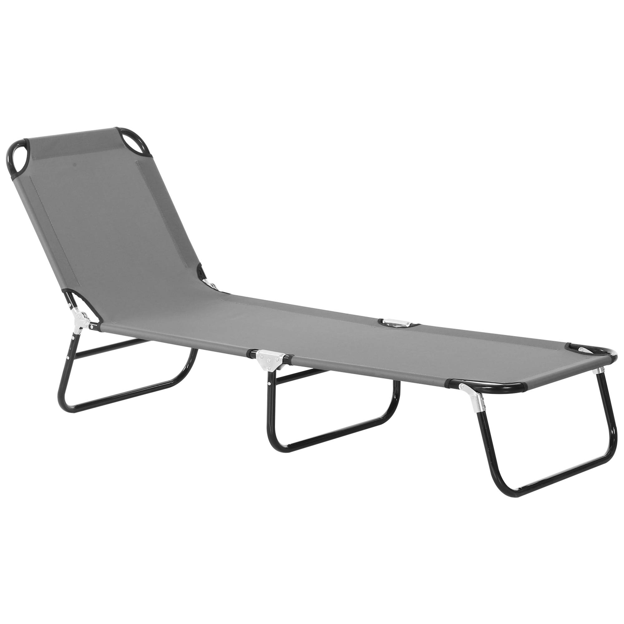 Transat, dossier réglable 5 positions, séchage rapide, structure en métal, 188 x 56 x 28 cm, gris - Image 2