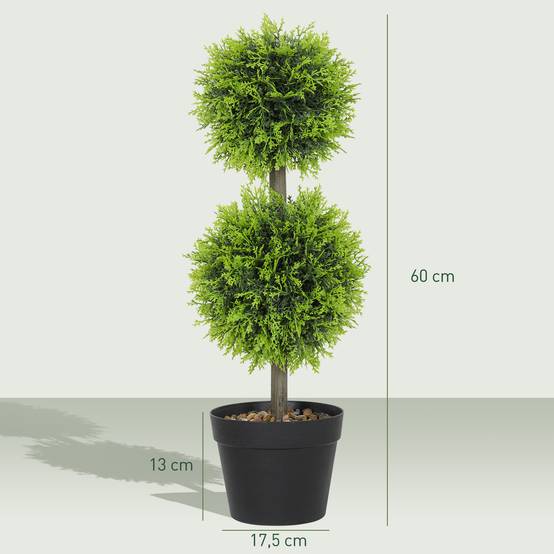 Lot 2 cyprès boules buis artificiels plastique intérieur extérieur anti-UV 60cm vert - ComfortXL Outdoor Living - Image 5