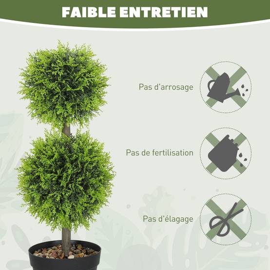 Lot 2 cyprès boules buis artificiels plastique intérieur extérieur anti-UV 60cm vert - ComfortXL Outdoor Living - Image 8