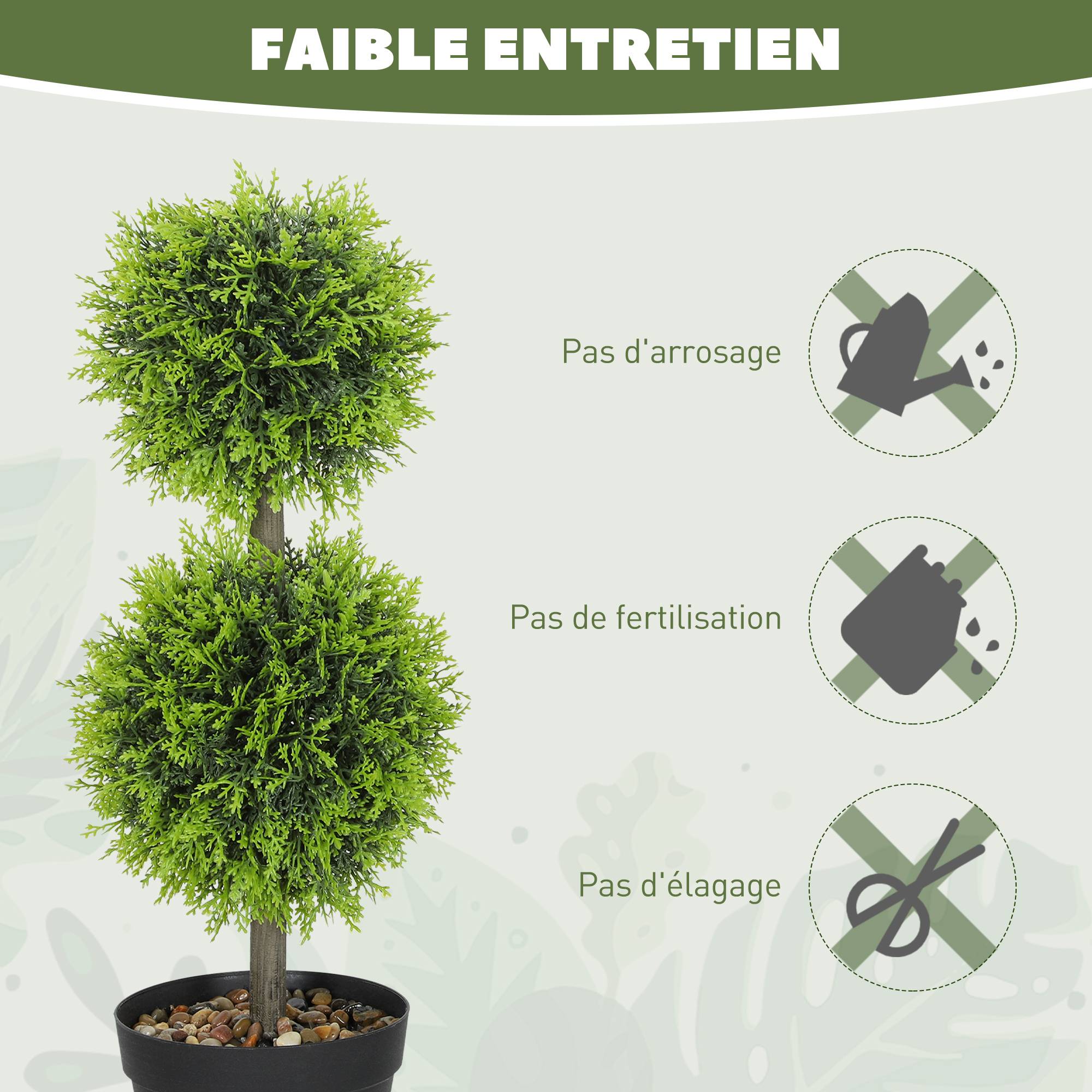 Lot 2 cyprès boules buis artificiels plastique intérieur extérieur anti-UV 60cm vert - ComfortXL Outdoor Living - Image 8