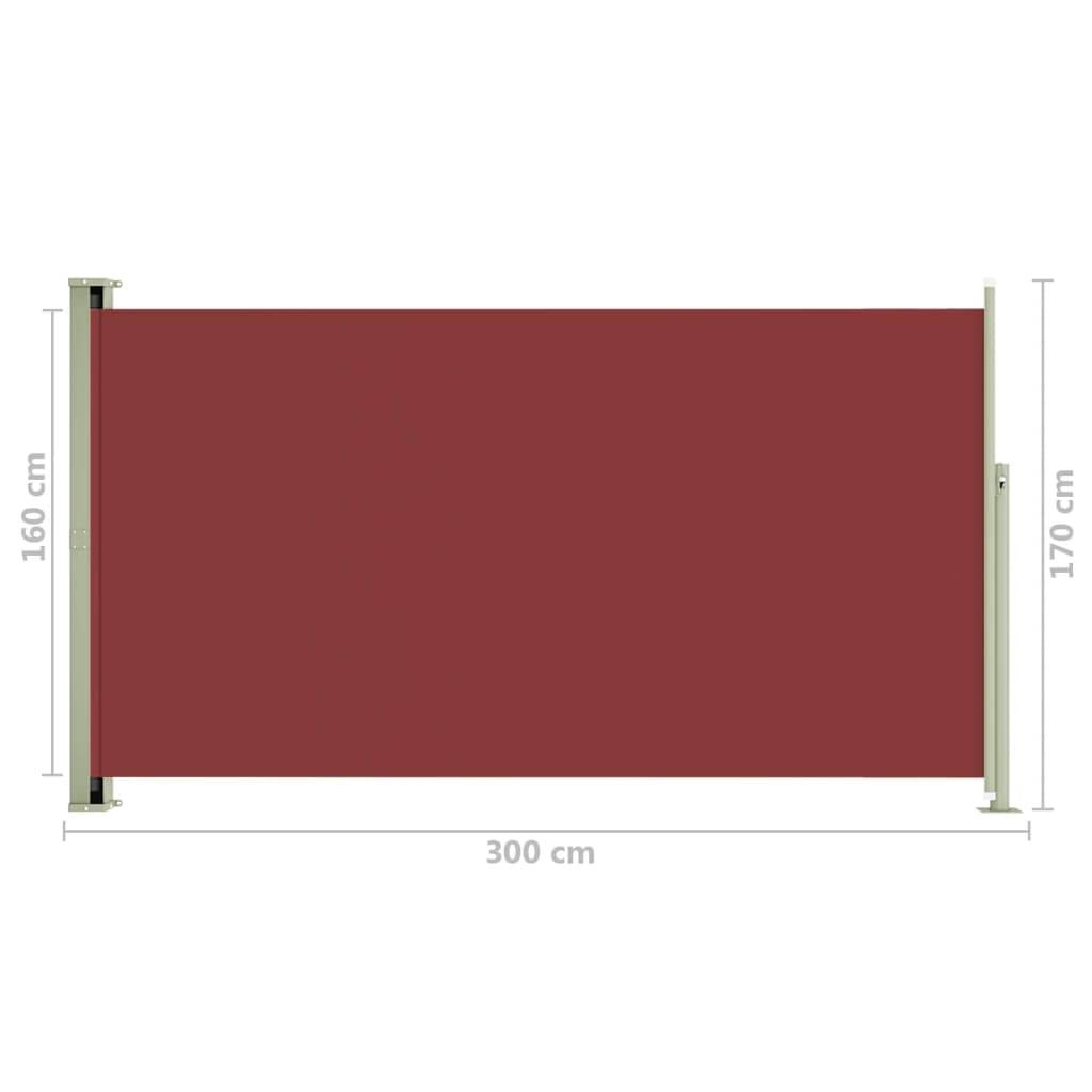 Helloshop26 - Auvent paravent store brise-vue latéral rétractable de patio jardin terrasse balcon protection visuelle écran 170 x 300 cm rouge - Image 6
