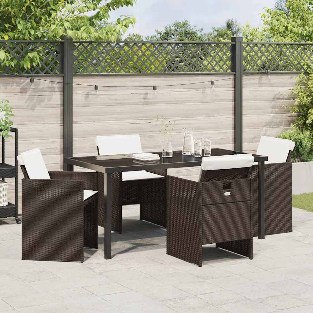 Ensemble de salle à manger pour jardin 5 pcs | Mobilier d'extérieur Marron polyrotin Maison Chic - Image 4
