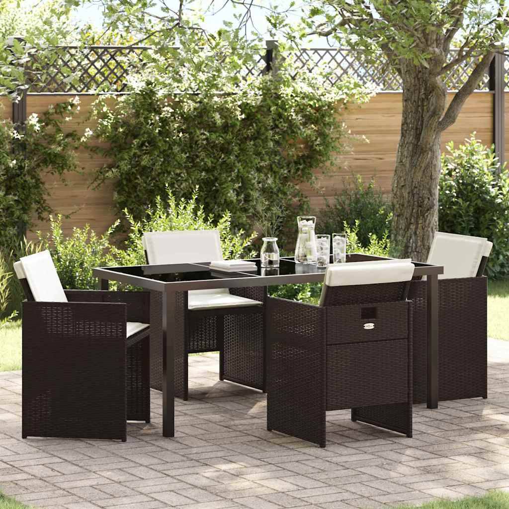 Ensemble de salle à manger pour jardin 5 pcs | Mobilier d'extérieur Marron polyrotin Maison Chic - Image 2
