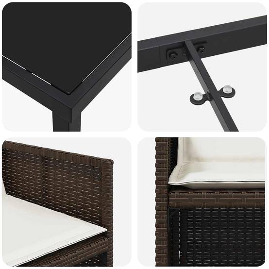 Ensemble de salle à manger pour jardin 5 pcs | Mobilier d'extérieur Marron polyrotin Maison Chic - Image 9