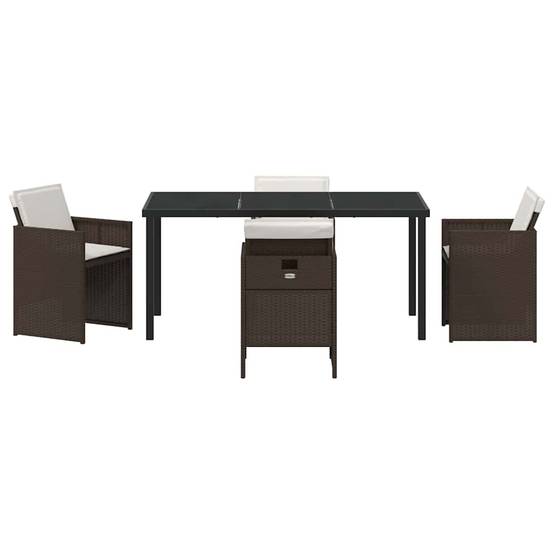 Ensemble de salle à manger pour jardin 5 pcs | Mobilier d'extérieur Marron polyrotin Maison Chic - Image 7
