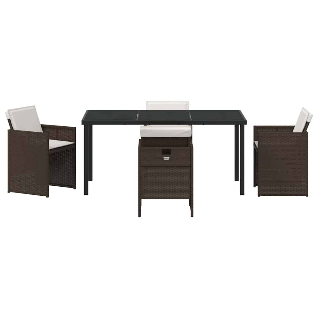 Ensemble de salle à manger pour jardin 5 pcs | Mobilier d'extérieur Marron polyrotin Maison Chic - Image 7