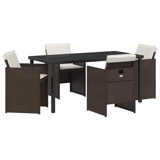 Ensemble de salle à manger pour jardin 5 pcs | Mobilier d'extérieur Marron polyrotin Maison Chic - Image 1