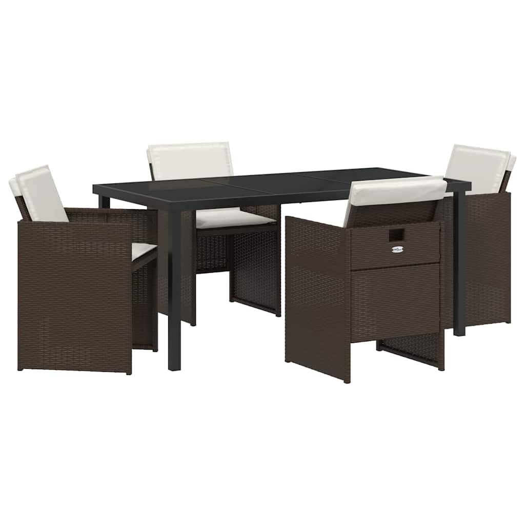 Ensemble de salle à manger pour jardin 5 pcs | Mobilier d'extérieur Marron polyrotin Maison Chic - Image 1