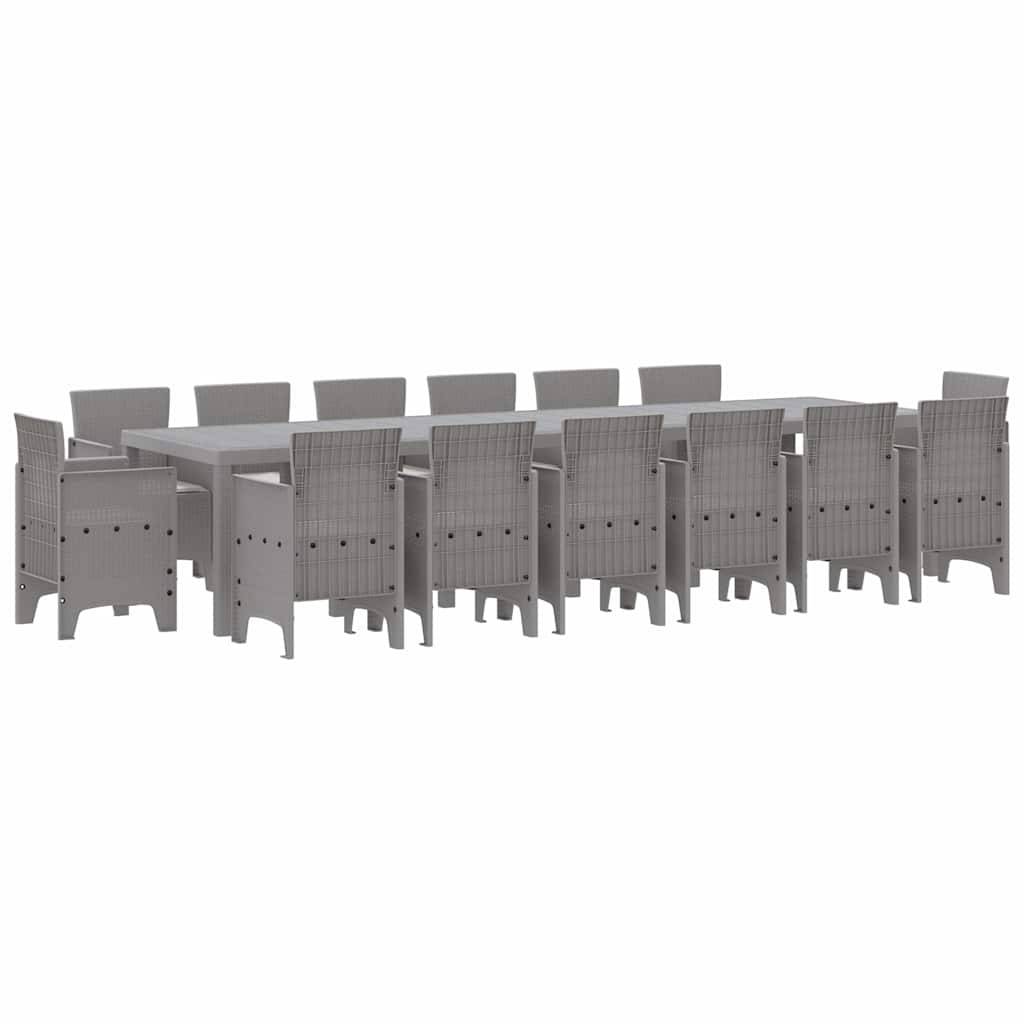 ComfortXL - Table et Chaises de Jardin 15 Pièces Résine Tressée avec Coussins pour 14 Convives Gris Clair – ComfortXL Outdoor Living - Image 2