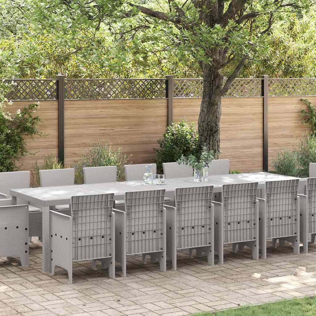 ComfortXL - Table et Chaises de Jardin 15 Pièces Résine Tressée avec Coussins pour 14 Convives Gris Clair – ComfortXL Outdoor Living - Image 1