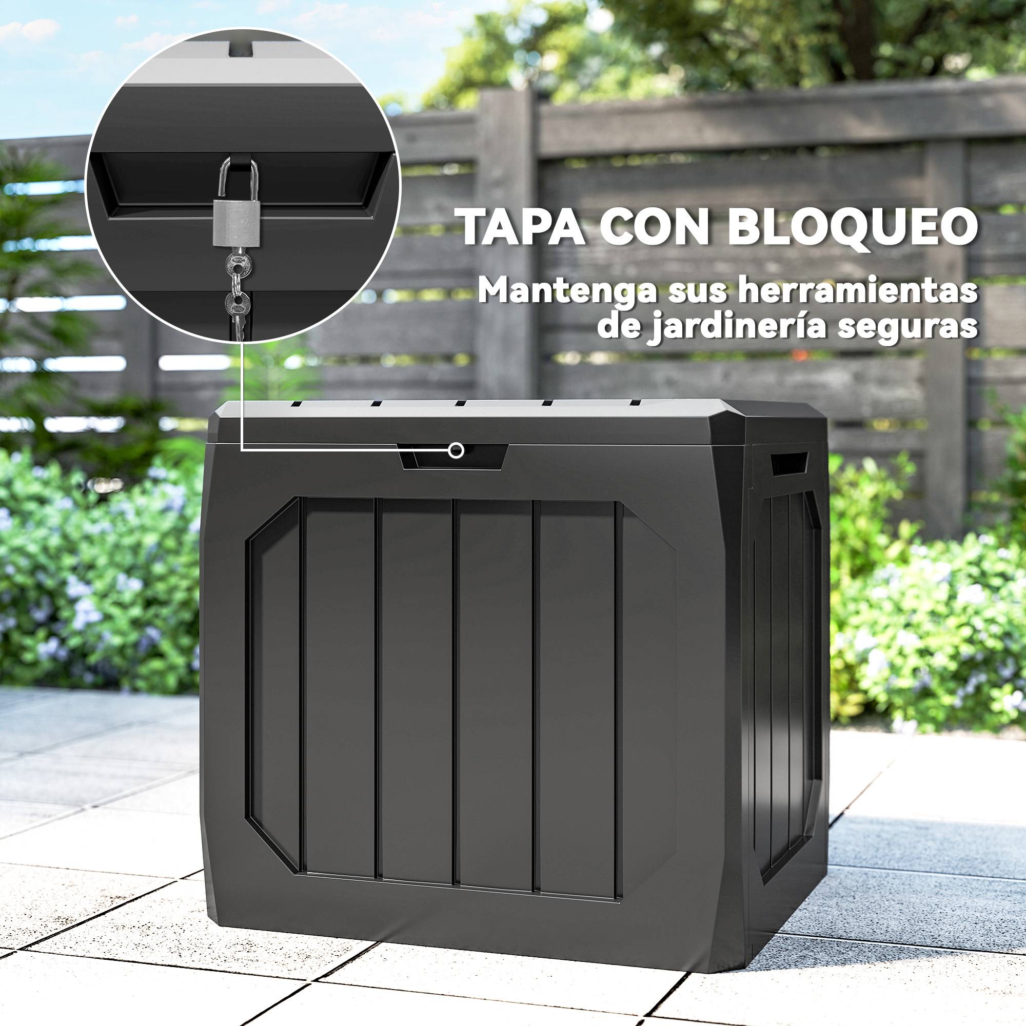 Coffre de Rangement Extérieur Résine Imperméable Verrouillable 121L 56x45x53cm Noir - ComfortXL Outdoor Living - Image 8