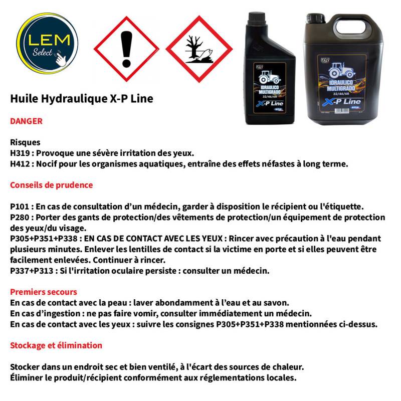Lem Select - Huile hydraulique X-P Line multigrade 32/46/68 - Bidon de 1L - Image 3