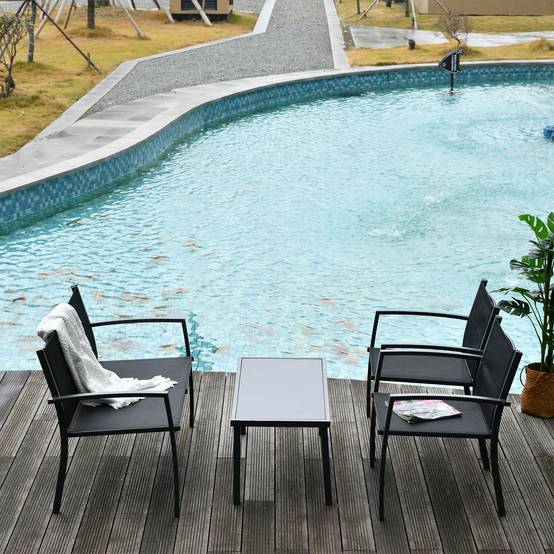 Outsunny - Salon de jardin extérieur 4 pièces avec canapé 2 places, 2 chaises, table basse en verre trempé, coussins inclus - noir - Outsunny - Image 2